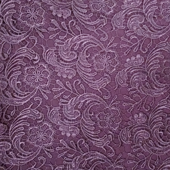 💜Lauren Ralph Lauren💜 - Plum Lace Overlay S/S Cocktail Dress - Picture 4 of 13